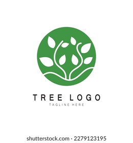 Logo de árbol abstracto para naturaleza forestal y de parque.con una combinación de elementos de línea .vector para diseños de negocios, agricultura, conceptos ecológicos, vegetación y belleza natural.