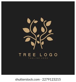 Logo de árbol abstracto para naturaleza forestal y de parque.con una combinación de elementos de línea .vector para diseños de negocios, agricultura, conceptos ecológicos, vegetación y belleza natural.