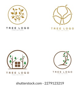 Abstraktes Baumlogo für Wald- und Parklandschaft.mit einer Kombination von .Vektorgrafik-Elementen für Geschäftsdesigns, Landwirtschaft, ökologische Konzepte, Grün und natürliche Schönheit.