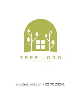 Logo de árbol abstracto para naturaleza forestal y de parque.con una combinación de elementos de línea .vector para diseños de negocios, agricultura, conceptos ecológicos, vegetación y belleza natural.