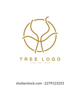 Abstract tree logo for forest and park nature.with a combination of .vector line elements for business designs, agriculture, ecological concepts, greenery and natural beauty.