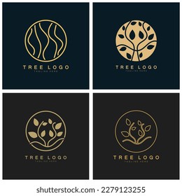 Abstract tree logo for forest and park nature.with a combination of .vector line elements for business designs, agriculture, ecological concepts, greenery and natural beauty.