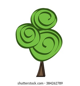 Abstract tree logo. Hand drawn sketch tree. Doodle abstract tribal tree emblem.