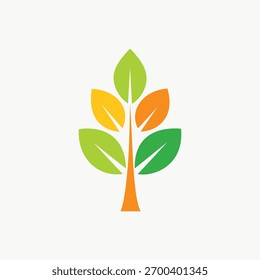Abstract tree logo icon. Minimalist flat design vector illustration for ecology, nature, and business. Green and yellow leaf symbol.