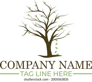 Abstract tree logo with leaf, branch vector design
