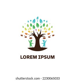 abstract tree logo with leaves
