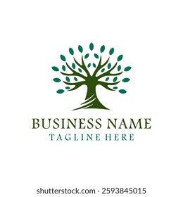 Abstract Tree logo. Organic nature symbol. Tree branch with leaf sign. Natural plant design element emblem.