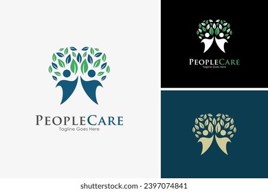 Abstract tree logo, people care logo, health life icon logo design vector template