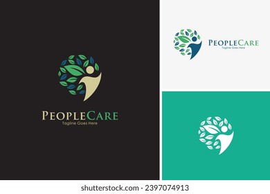 Abstract tree logo, people care logo, health life icon logo design vector template