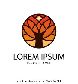 abstract tree logo with star. tree logo vector eps10