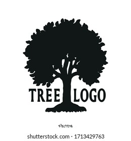 Diseño de la ilustración de vectores con logotipo de árbol abstracto, icono plano negro aislado en fondo blanco