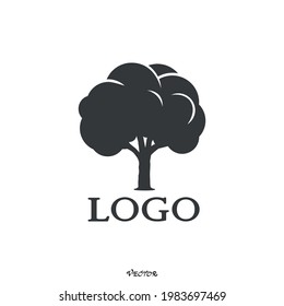 Abstract Tree Logo Vector Illustration Design, black flat icon isolated on white background