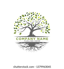 Abstract Tree logo vector inspiration with root