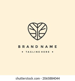 abstract tree love concept with root icon logo vector flat concept design