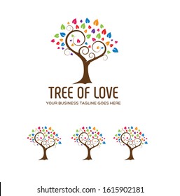abstract tree of love logo design template