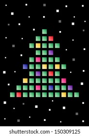Abstract tree made of colored squares