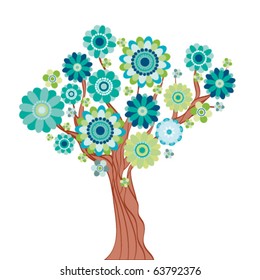 Abstract tree made of flowers. Vector illustration