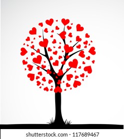 Abstract tree made with hearts. Vector