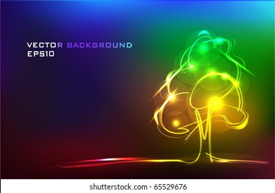 abstract tree made of light background