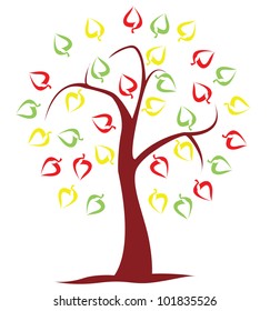 abstract tree with multicolored leaves