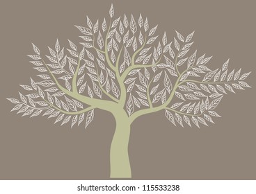  abstract tree on  Background Brown  . Vector