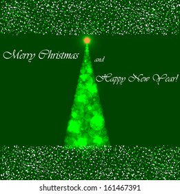 Abstract tree on a beautiful green background. Vector  illustration