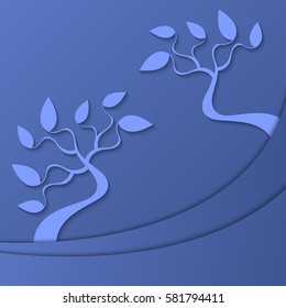 Abstract tree on a blue background with shadow. 