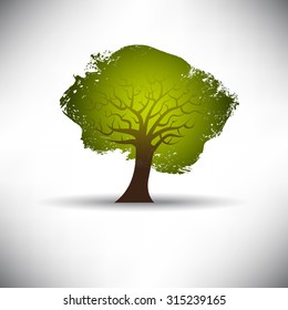 Abstract tree on a gray background with space for text