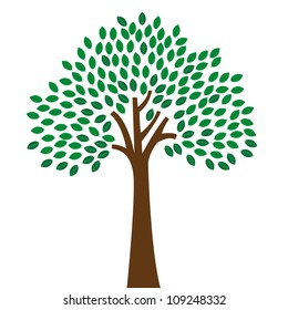 Abstract Tree, On Green Background, Vector Illustration