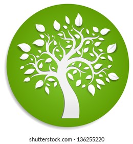 Abstract tree on green background.