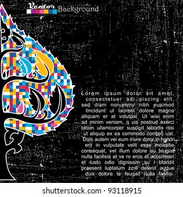 Abstract tree on grunge background. Vector.