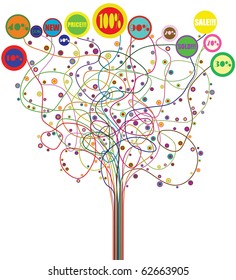 Abstract tree on which percentage discounts hang