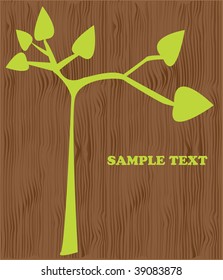 Abstract tree on wooden background. Vector illustration
