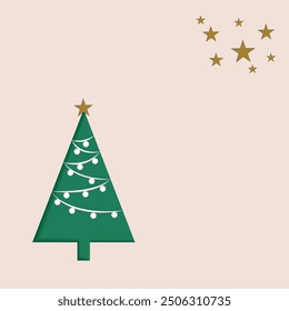 Abstract tree with ornament decoration and stars in papercut. Idea for Christmas theme or festival. Tile pattern. Use for background , wallpaper, card, cover or decoration, paper, textile and etc