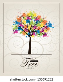 Abstract tree over vintage background vector illustration