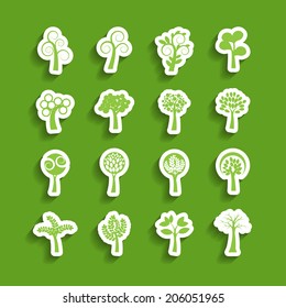 abstract tree paper icon set, vector eps10.
