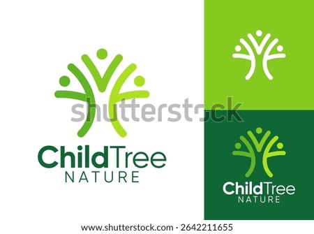 abstract tree with people logo design. care for the environment symbol icon concept
