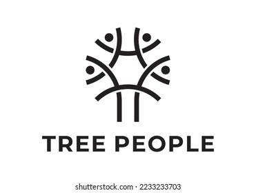 abstract tree people logo. teamwork, social network icon vector design.