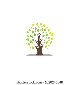 Abstract tree and people wellness logo template