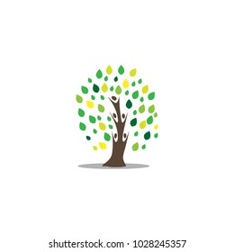 Abstract tree and people wellness logo template