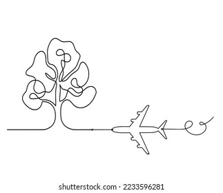 Árbol abstracto con plano como plano de línea sobre el fondo blanco. Vector