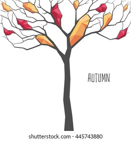 Abstract tree with polygonal foliage, autumn vector illustration