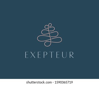 Abstract tree premium logo icon design modern minimal style illustration. Sound music line vector emblem sign symbol mark logotype