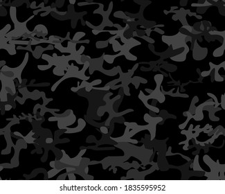 Abstract Tree Print. Gray Camo Print. Camo Dirty Canvas. Vector Black Pattern. Dark Modern Pattern. Military Vector Camoflage. Digital Urban Camouflage Seamless Paint. Fabric Woodland Camouflage.