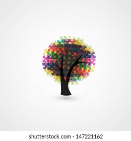 Abstract tree puzzle colorful background