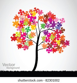 Fondo colorido del rompecabezas del árbol abstracto