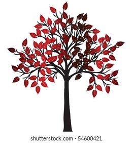 Abstract tree with red leaves