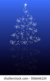 abstract tree with reflection on a blue background