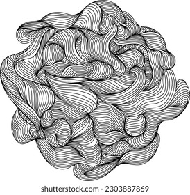 Abstract tree ring. Topographic map concept. Thin black lines on white.