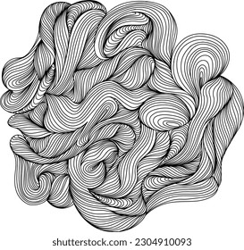 Abstract tree ring. Topographic map concept. Thin black lines on white.